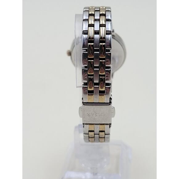 Pulsar Solar Womens Wristwatch Two Tone Silver Gold Stainless Steel AS01 672090 main image 8